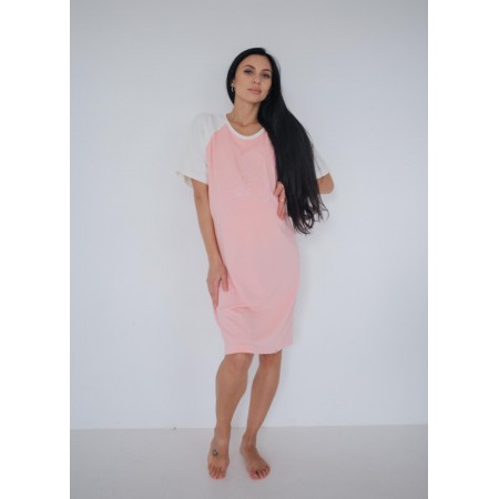 Нічна сорочка з принтом і секретом для годування Поліна Персик